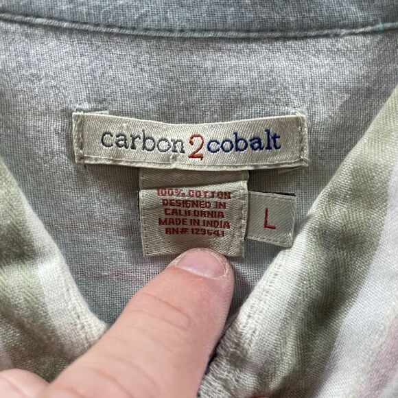 Carbon 2 Cobalt Shirt Adult Large Striped Cotton Button Up Preppy Casual Mens - Picture 7 of 11